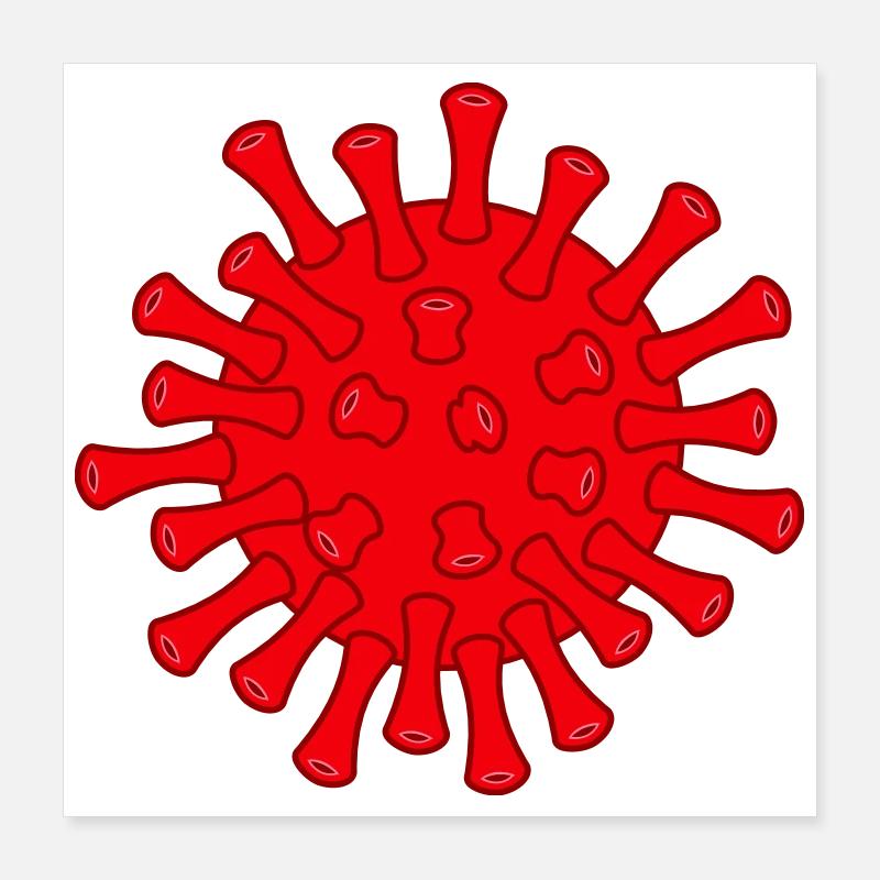 Illustration de la molécule rouge Covid Poster 40 x 40 cm
