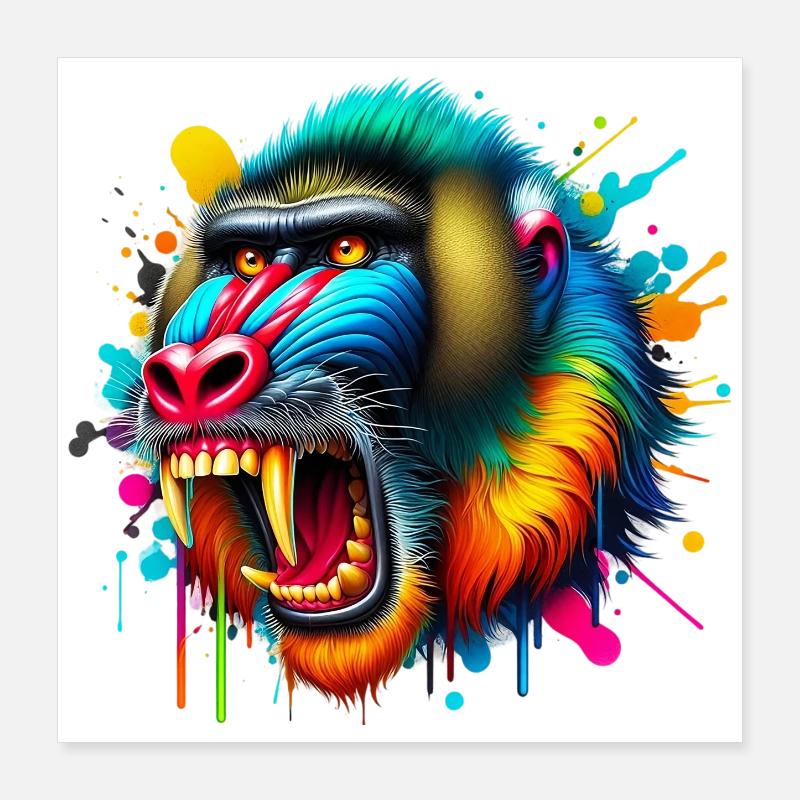 Singe Mandrill Poster 40 x 40 cm