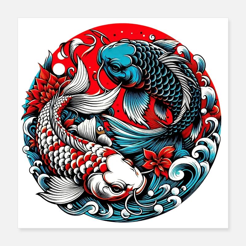 Carpe koï Poster 40 x 40 cm