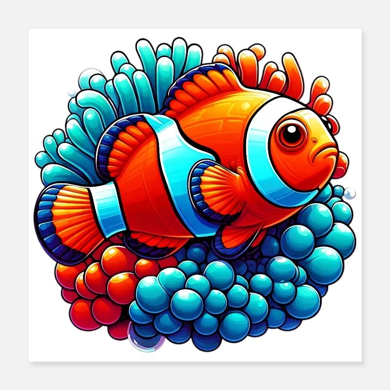 Poisson-clown Poster 40 x 40 cm