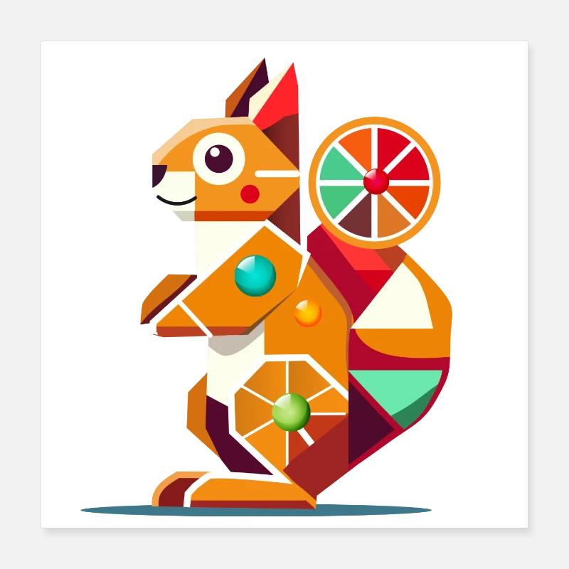 Geometrisches Eichhörnchen-farbenfroher Hingucker Poster 40x40 cm