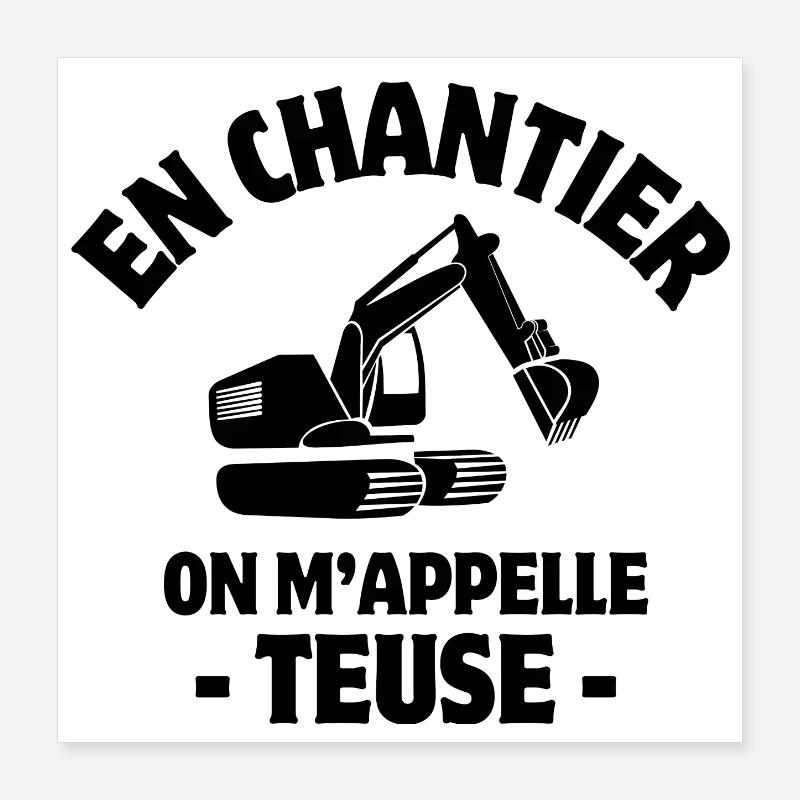 chef de chantier, pelleteuse, engin de chantier Poster 40 x 40 cm
