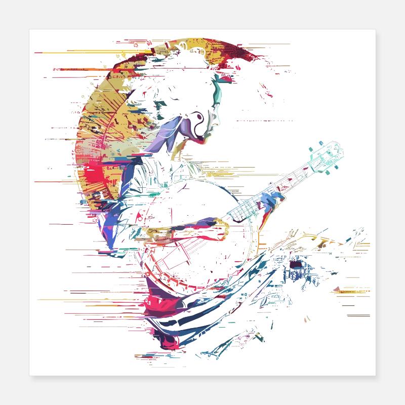 Graphismes du joueur de banjo Poster 40 x 40 cm