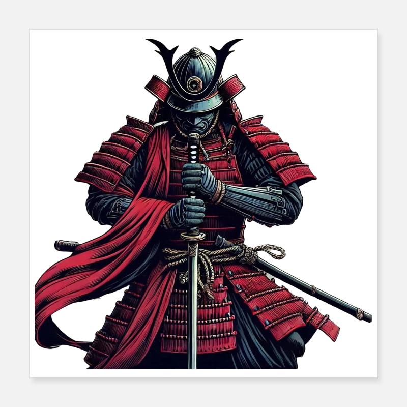 Bushido du guerrier samouraï Poster 40 x 40 cm