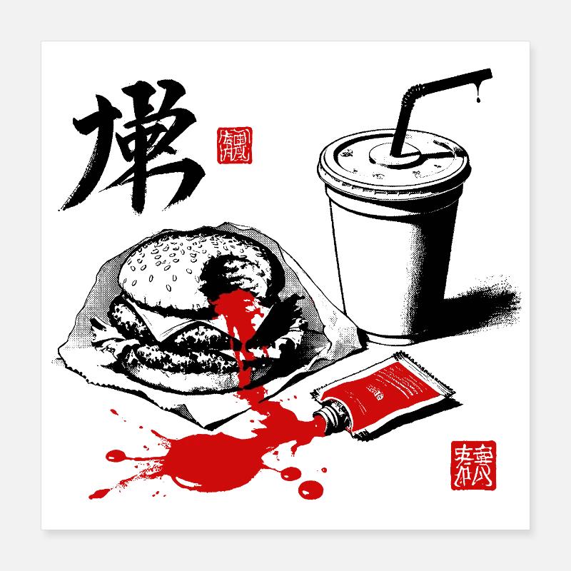 Blood Ink Calligraphy Expression Poster 16" x 16" (40x40 cm)