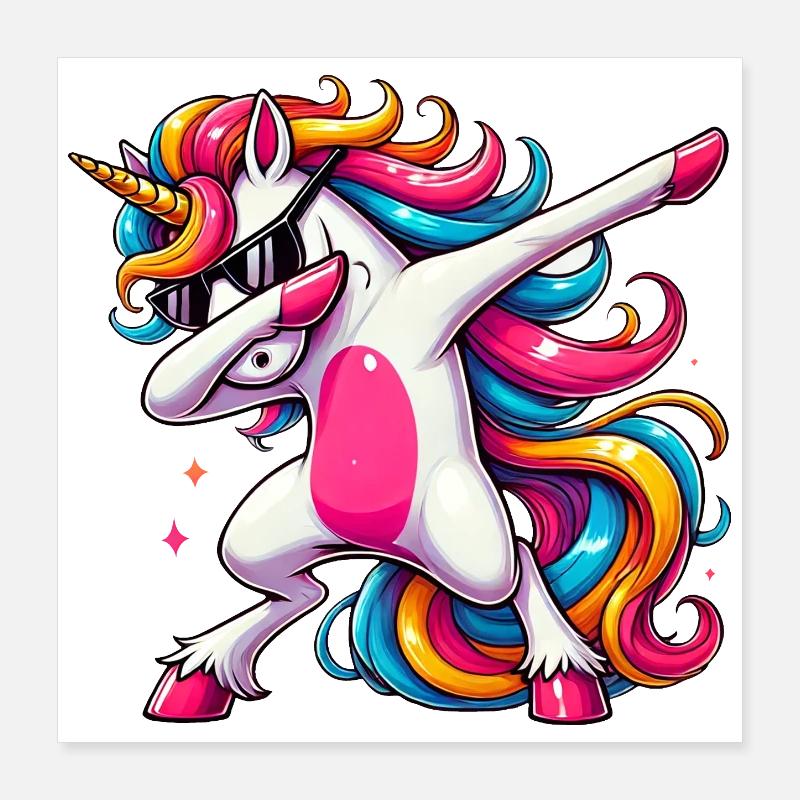 Dabbing Einhorn Regenbogen Unicorn Kinder Poster 40x40 cm