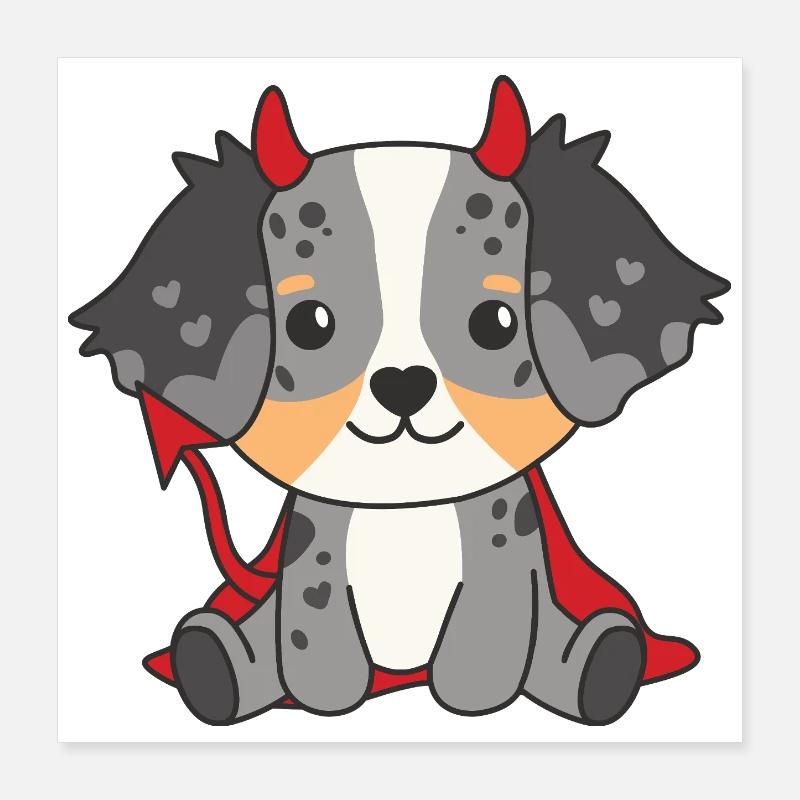 Australian Shepherd Happy Halloween Devil Costume Poster 16" x 16" (40x40 cm)