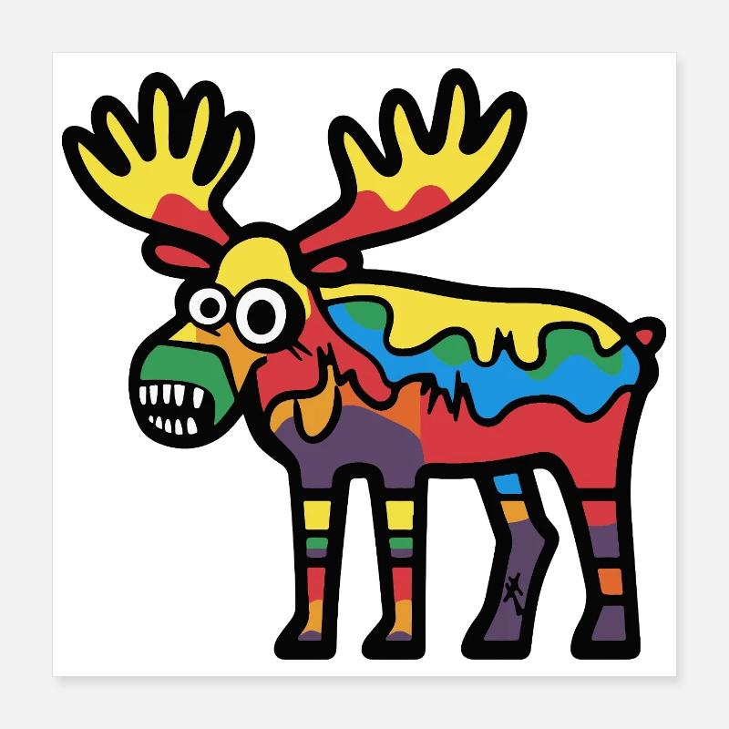 Moose Halloween Comic Funny Poster 16" x 16" (40x40 cm)