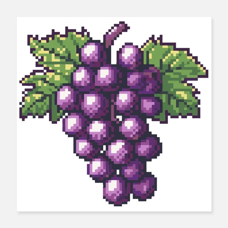 Violette Pixeltrauben Poster 40x40 cm