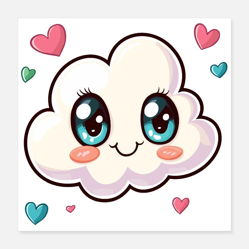 Cuddly Cloud with Hearts Poster 16" x 16" (40x40 cm)