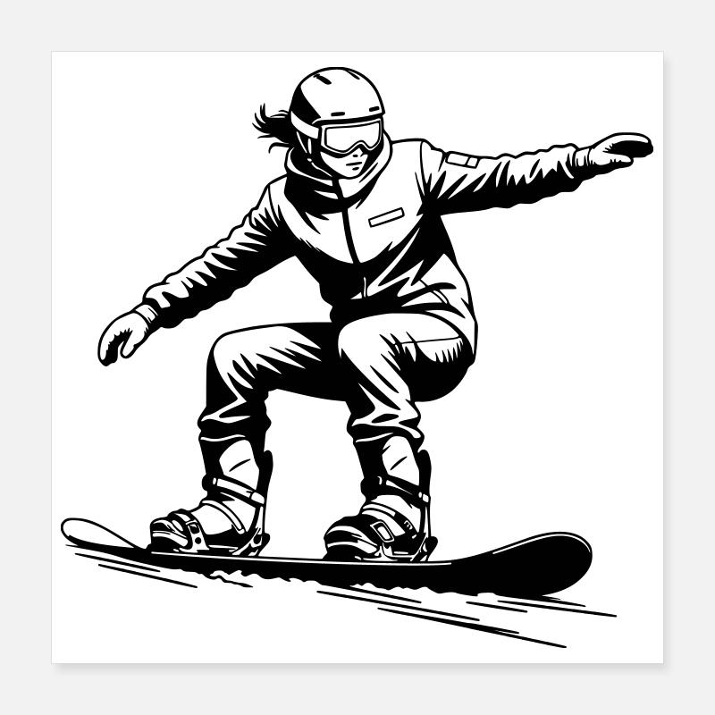 Cool Snowboarder - Snowboard Graphic Poster 40 x 40 cm
