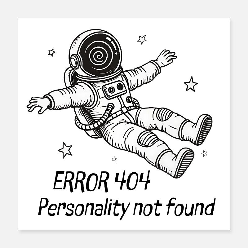 Astronaute Error 404: Personality not found Poster 40 x 40 cm