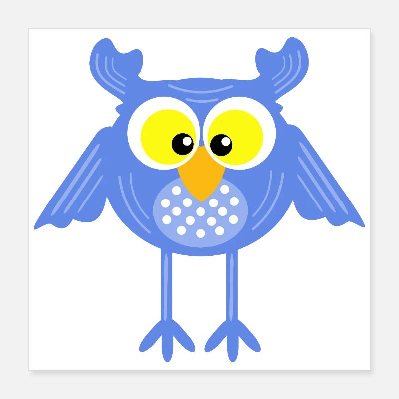 Blue Owl with Dots Poster 16" x 16" (40x40 cm)