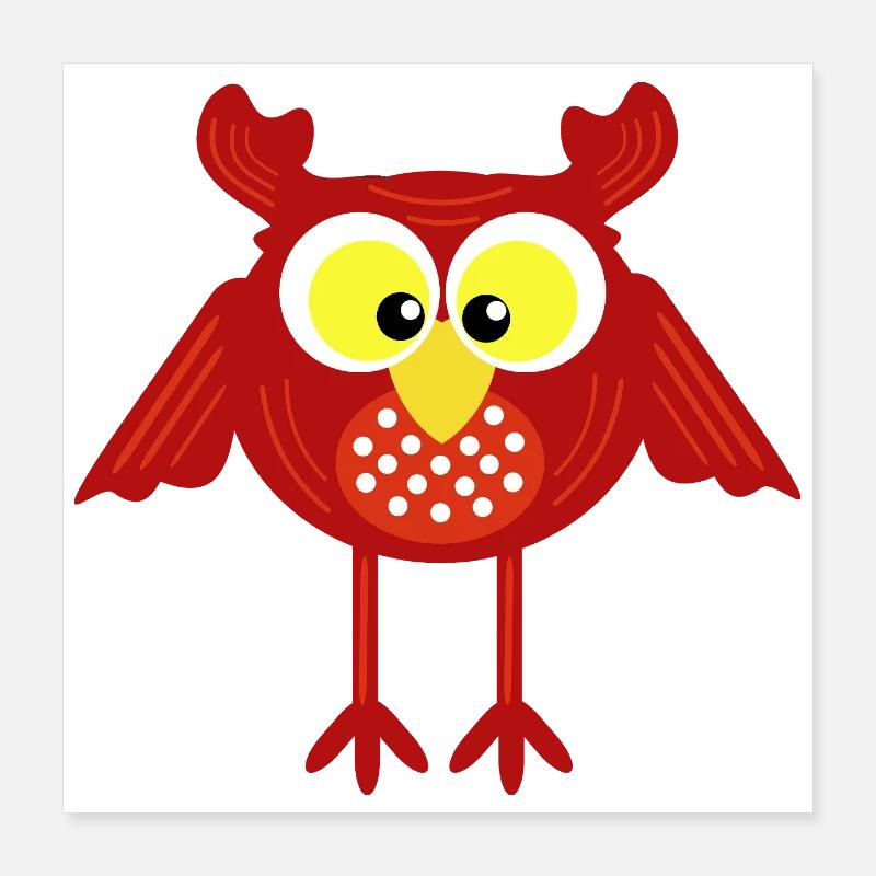Rote Eule auf langen Beinen Poster 40x40 cm