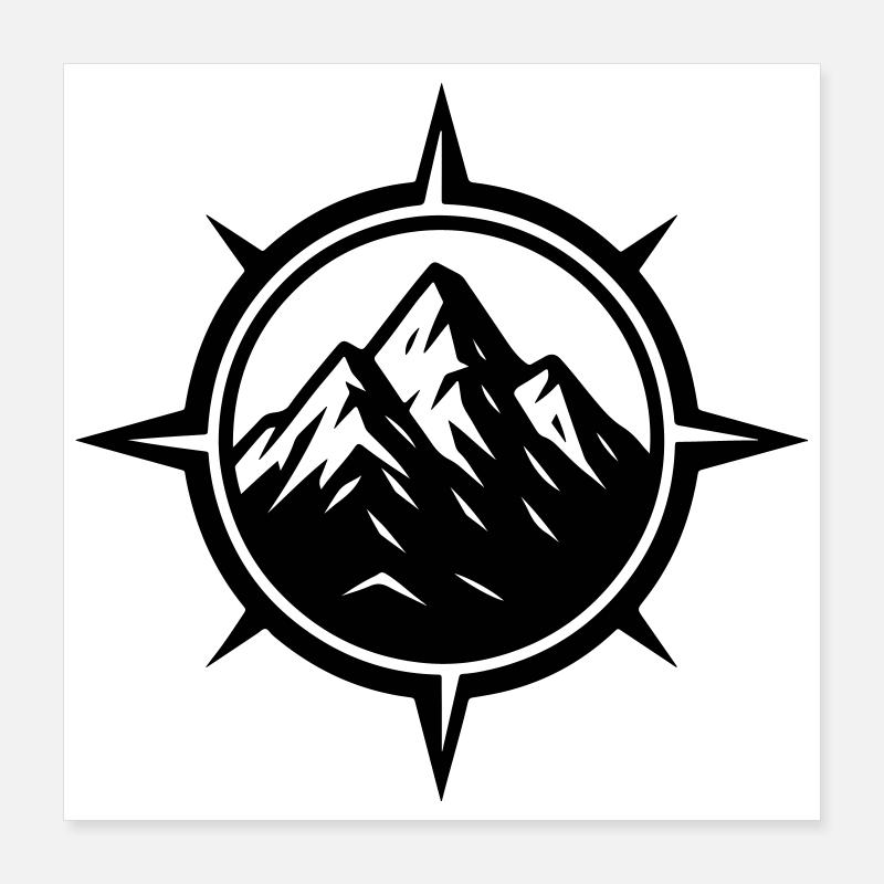 Compass Mountains Poster 16" x 16" (40x40 cm)