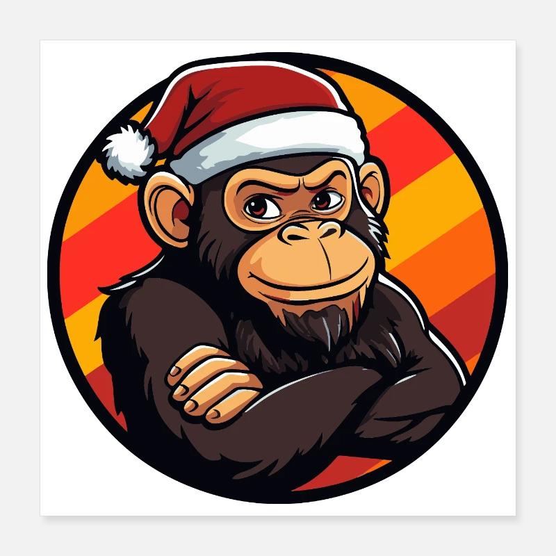 Noël du Chimpanzé Père Noël Poster 40 x 40 cm
