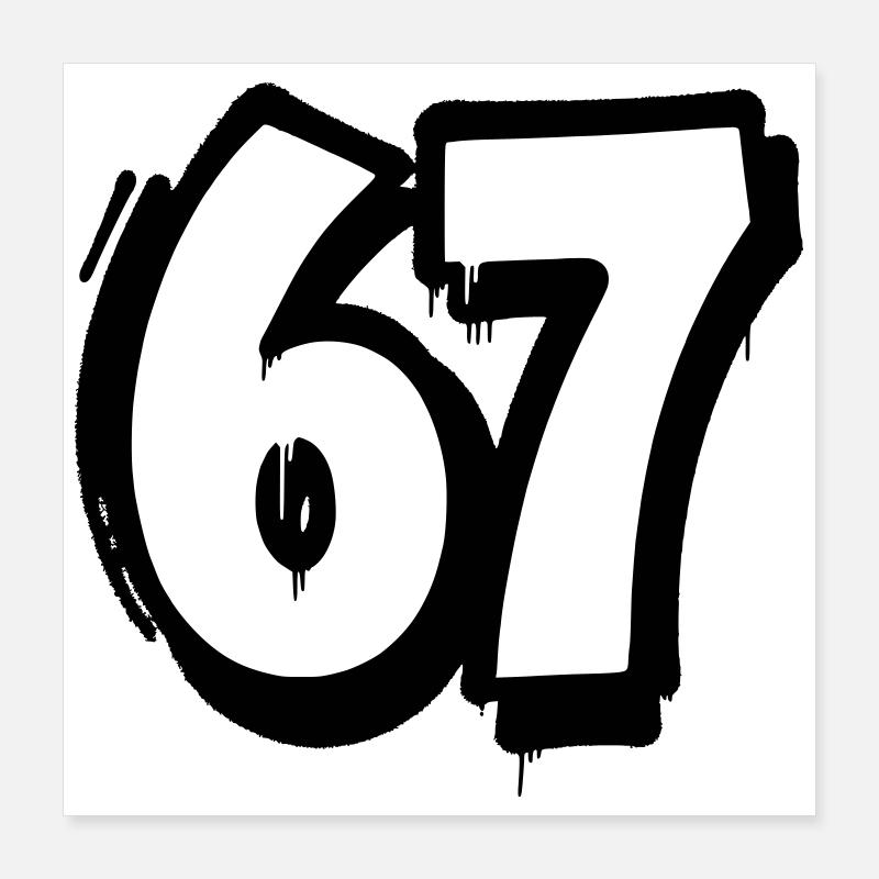 Numéro de bande dessinée 67 – Silhouette en noir et blanc en gras Poster 40 x 40 cm