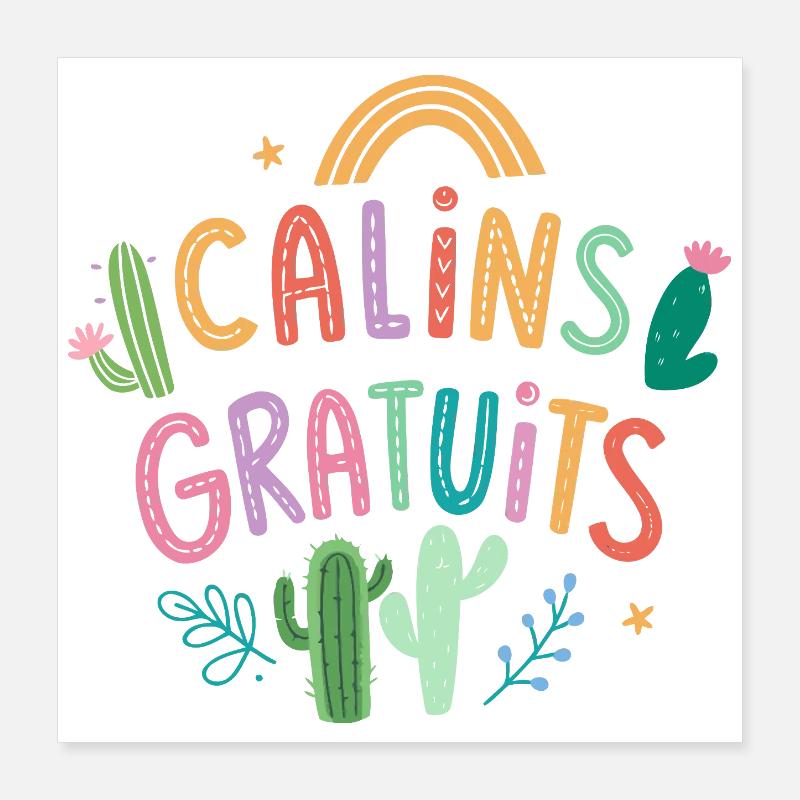 Câlins Gratuits Cactus Poster 40 x 40 cm