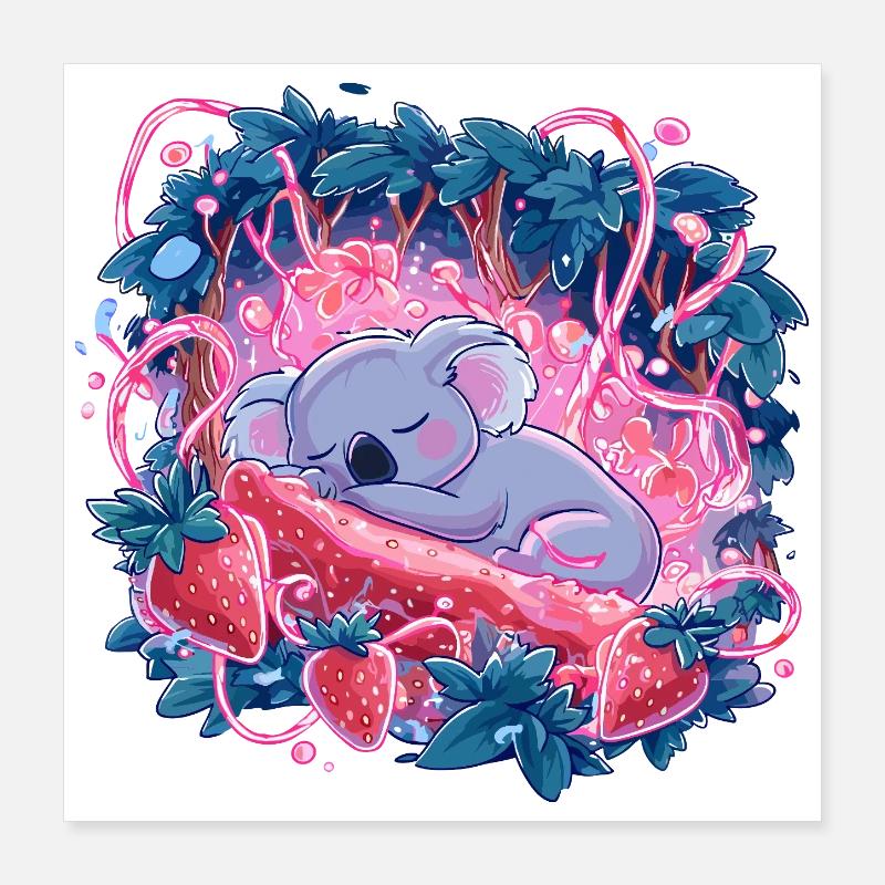 Sleeping koala in strawberry glow Poster 16" x 16" (40x40 cm)