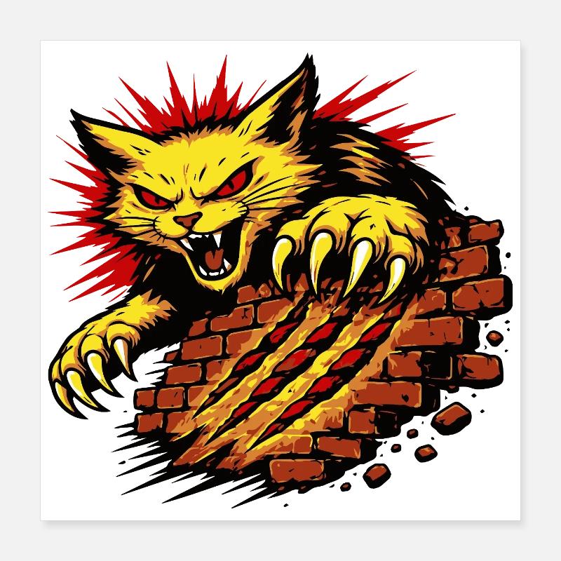 Illustration de pouvoir de Griffe de Chat en Colère Smash Poster 40 x 40 cm