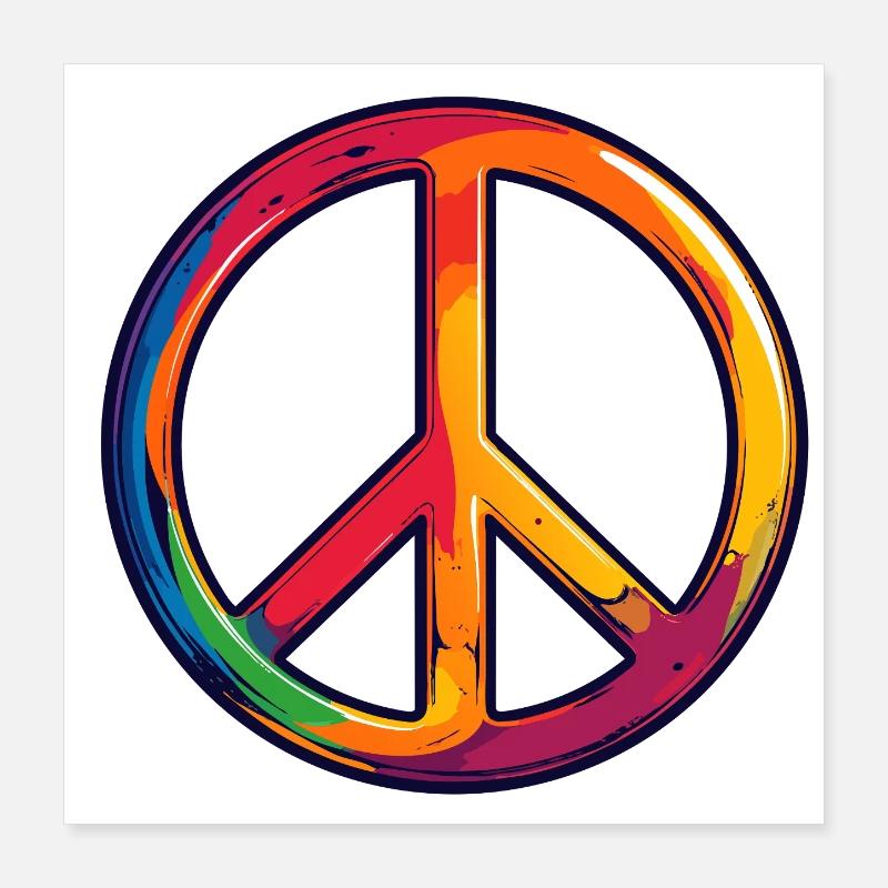 Rainbow Peace Symbol Poster 16" x 16" (40x40 cm)