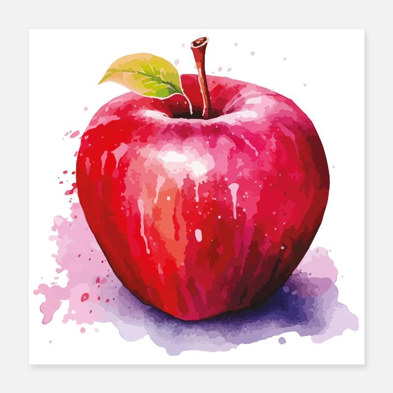 Apfel Aquarell Splash Poster 40x40 cm