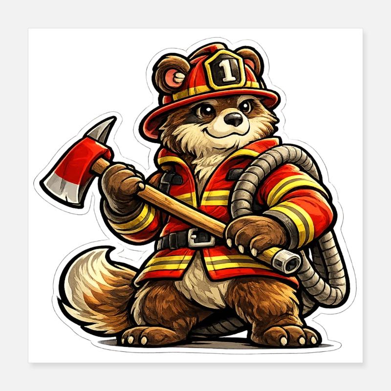 Fire Brigade Bär Poster 16" x 16" (40x40 cm)