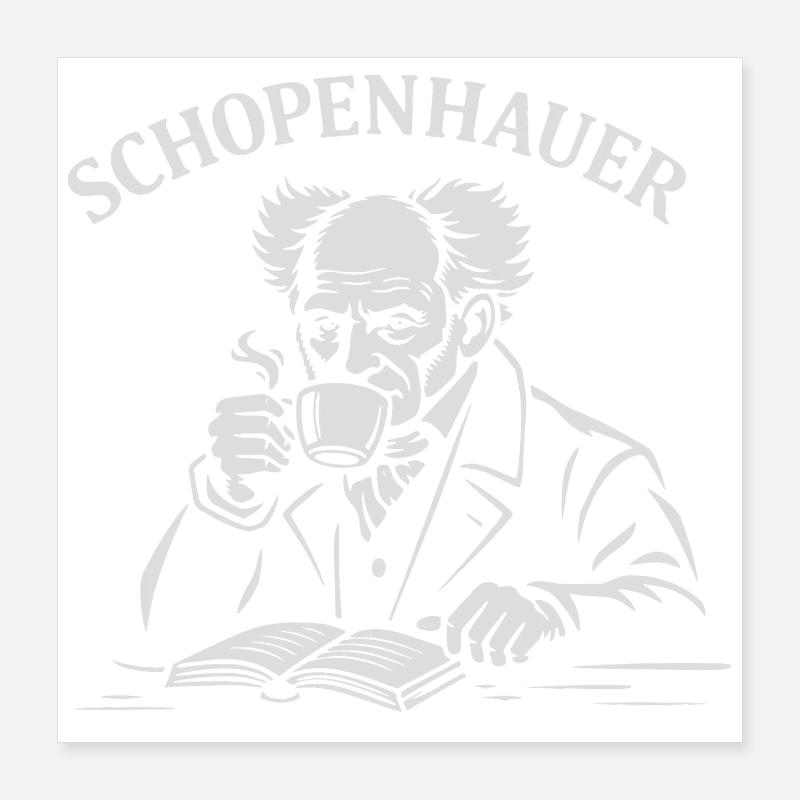 Arthur Schopenhauer boit du café Poster 40 x 40 cm