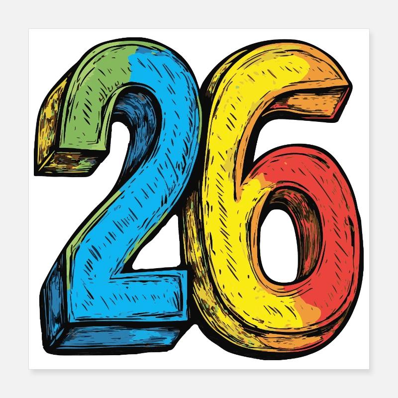 26 Nombre Coloré Poster 40 x 40 cm