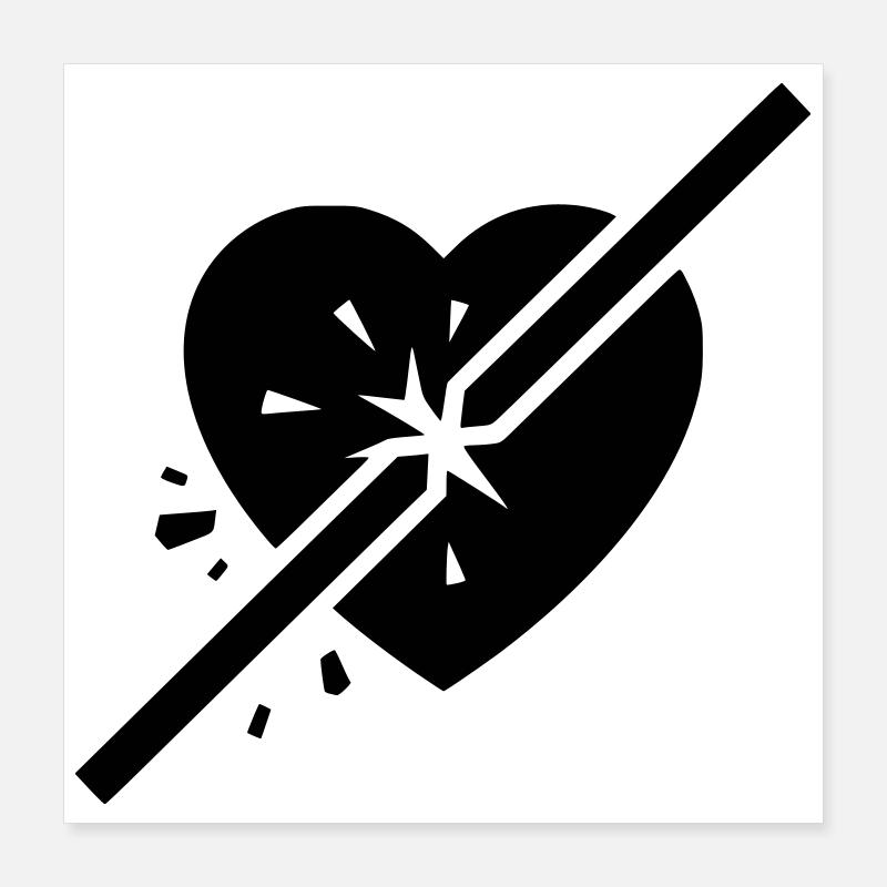 Broken Heart Cracked Cut Poster 16" x 16" (40x40 cm)