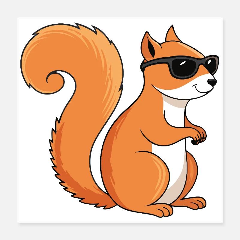 Schicke Eichhörnchen-Sonnenbrille Poster 40x40 cm