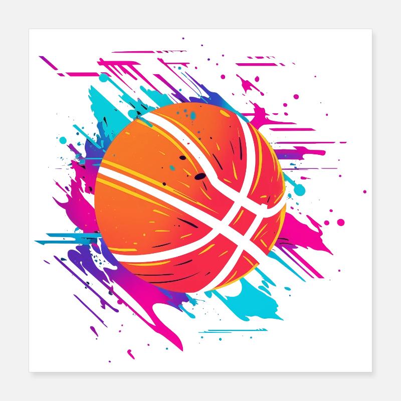 Basket-ball Synthwave Poster 40 x 40 cm