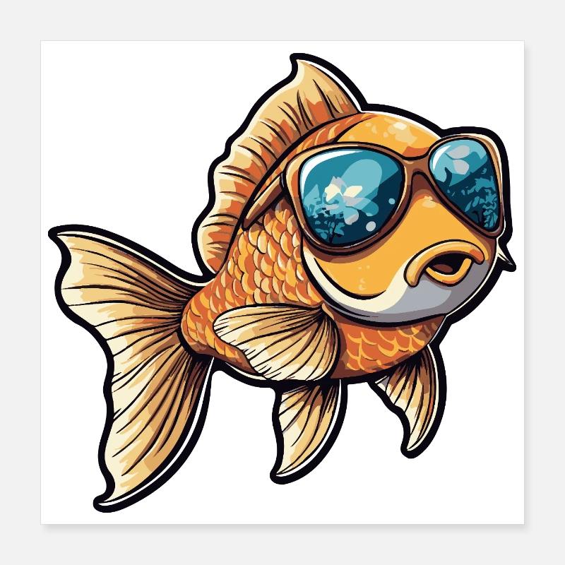 Vacances de bandes dessinées Poisson Rouge Poster 40 x 40 cm