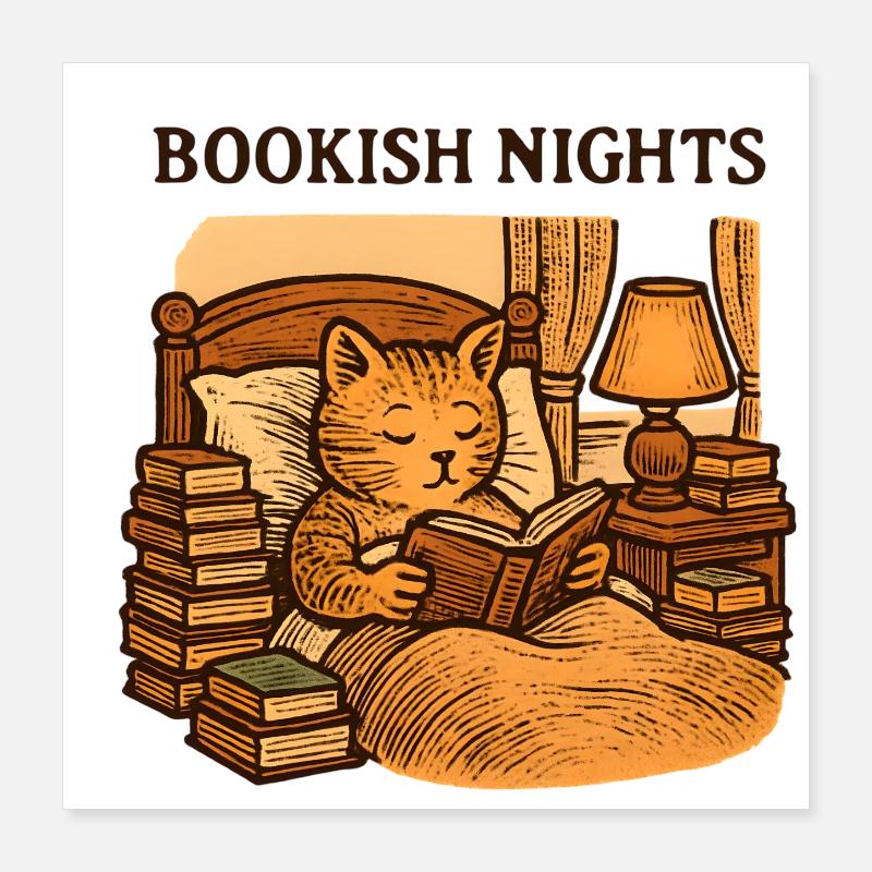 Moisson de chats des Nuits Livres Poster 40 x 40 cm
