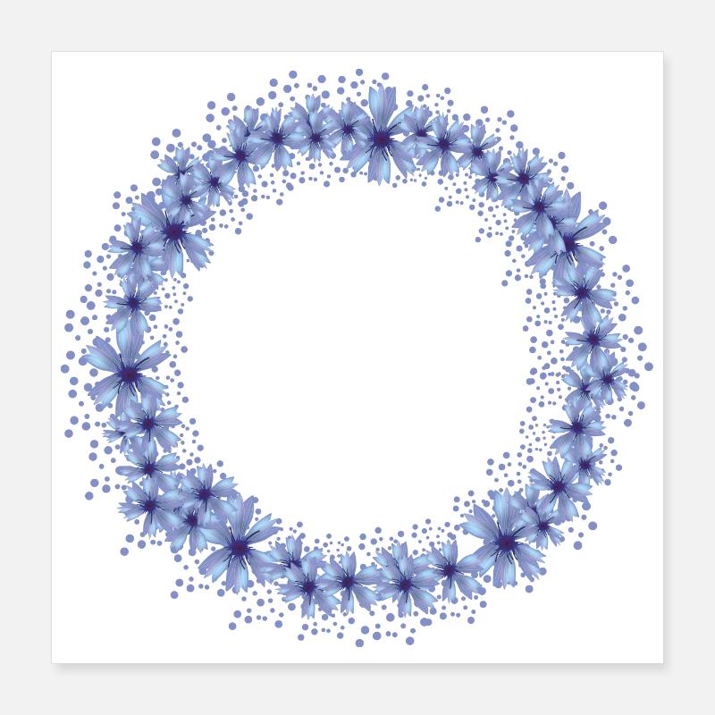 couronne de fleur de bleuet bleu vif Poster 40 x 40 cm