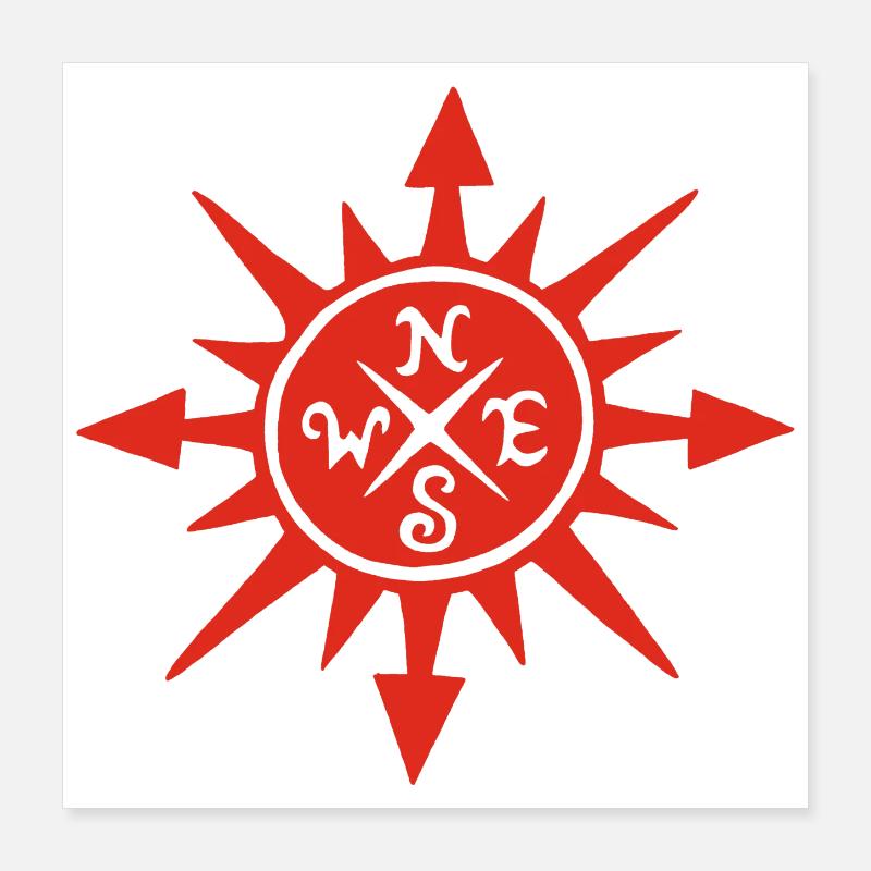 Red sun and compass Poster 16" x 16" (40x40 cm)