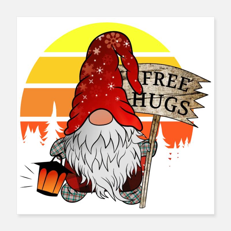 Gnome Elfes de Noël avec câlin gratuit Poster 40 x 40 cm