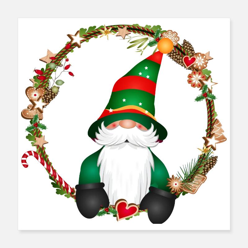 elfe mignon dans le contexte de Noël Poster 40 x 40 cm