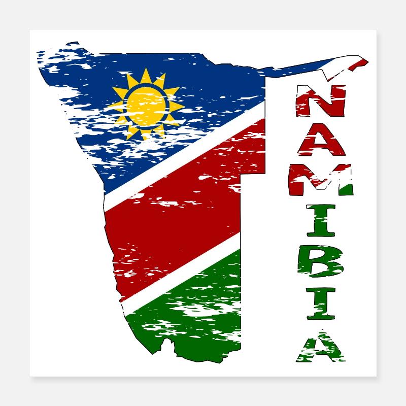 Namibia Map Flag used Poster 16" x 16" (40x40 cm)