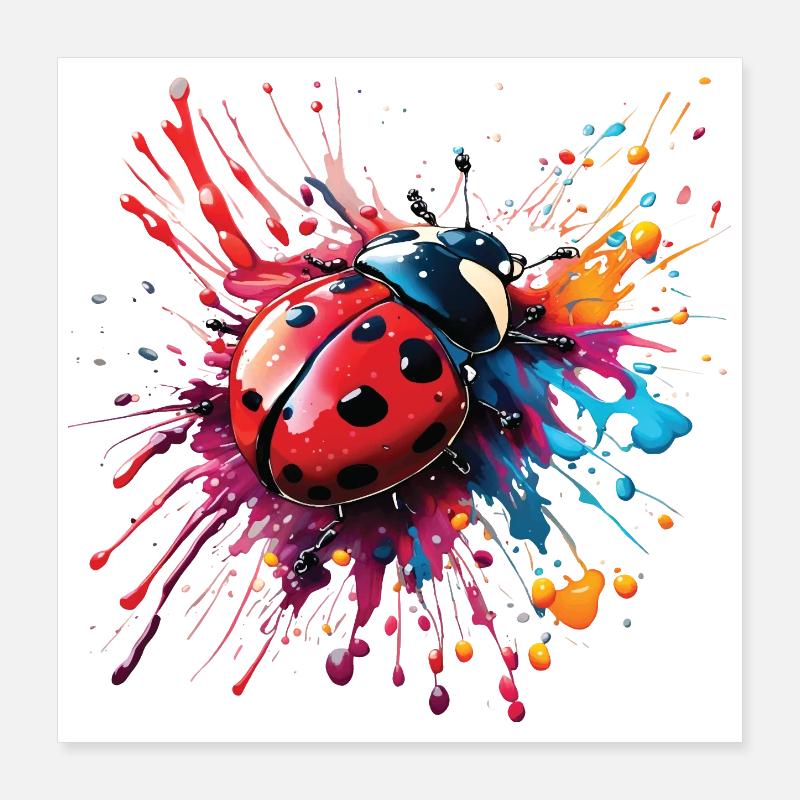 Conception de coccinelle colorée, pas de texte Poster 40 x 40 cm