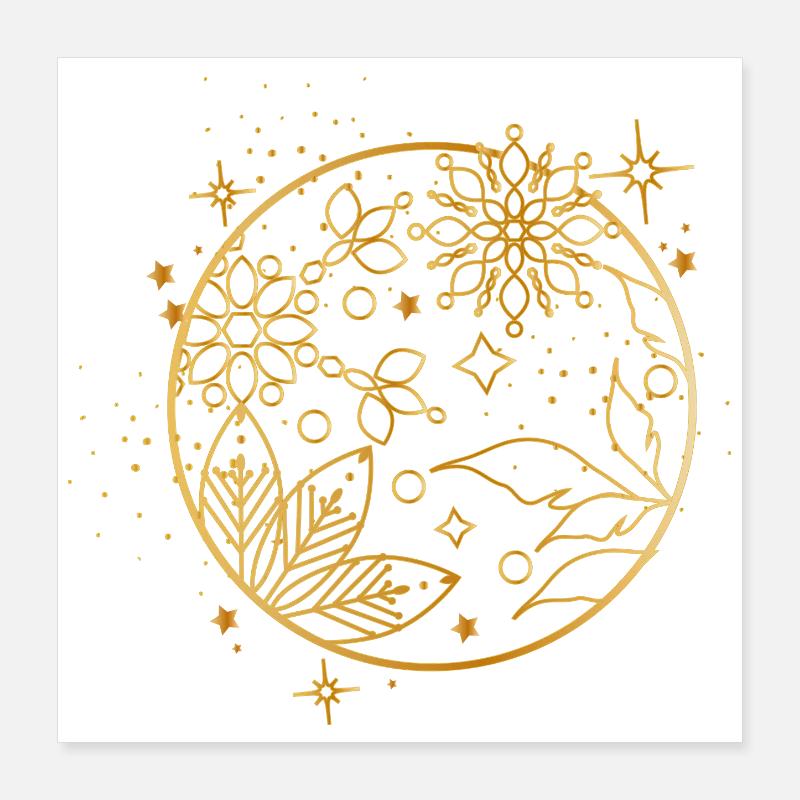 zauberhaftes goldenes Weihnachtskugel Ornament Poster 40x40 cm