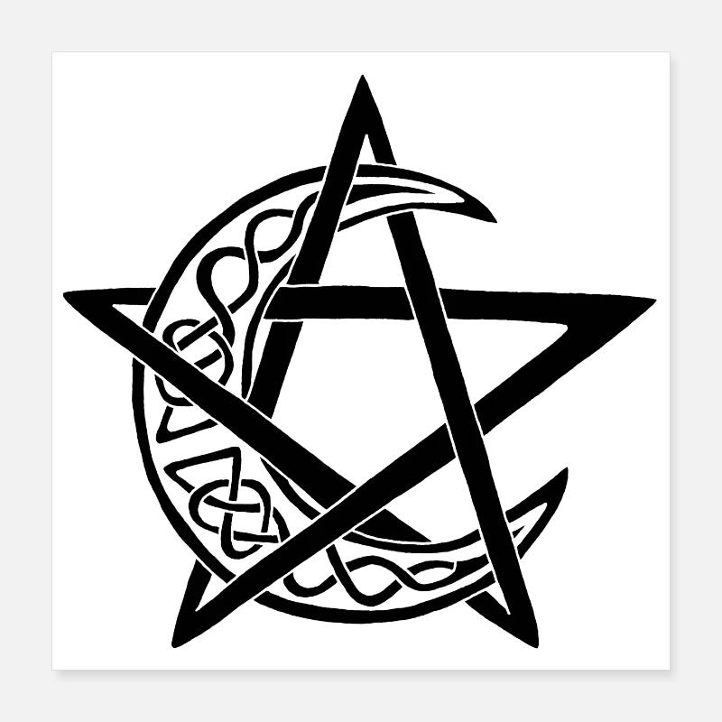 Black Lunar Pentagram Poster 16" x 16" (40x40 cm)