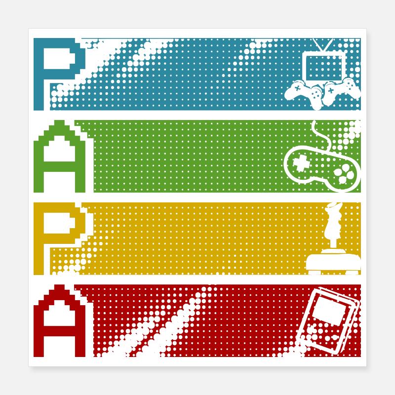 Rétro Gamers Pixel Multicolore Poster 40 x 40 cm