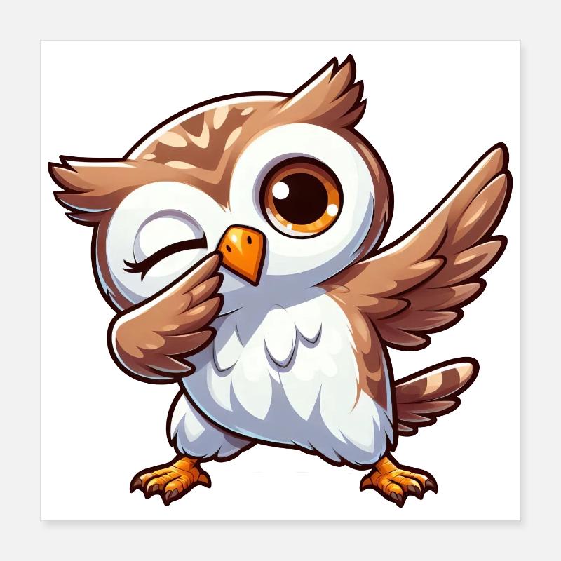 Coole Eule ist Dabbing Lustig Design Poster 40x40 cm