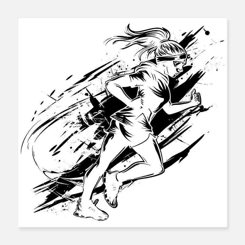 Dessin de coureur Poster 40 x 40 cm