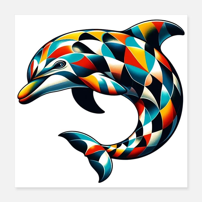 Harlequin Dolphin Poster 16" x 16" (40x40 cm)