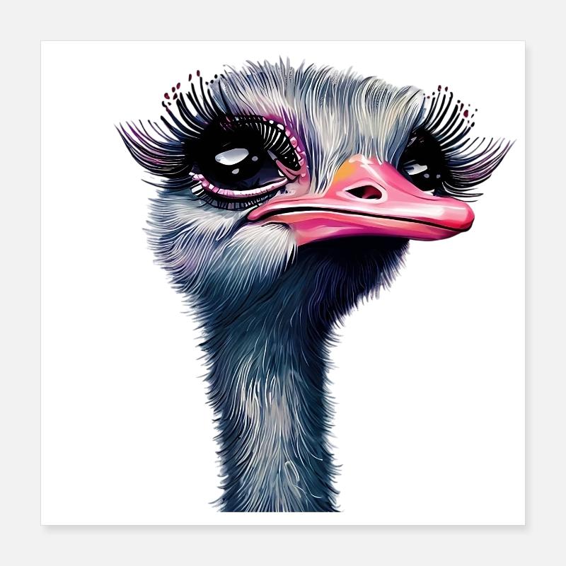 Straußen-Make-up Poster 40x40 cm