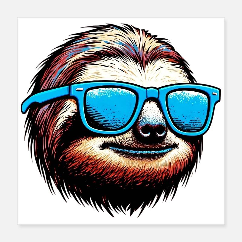 Faultier mit Sonnenbrille Poster 40x40 cm