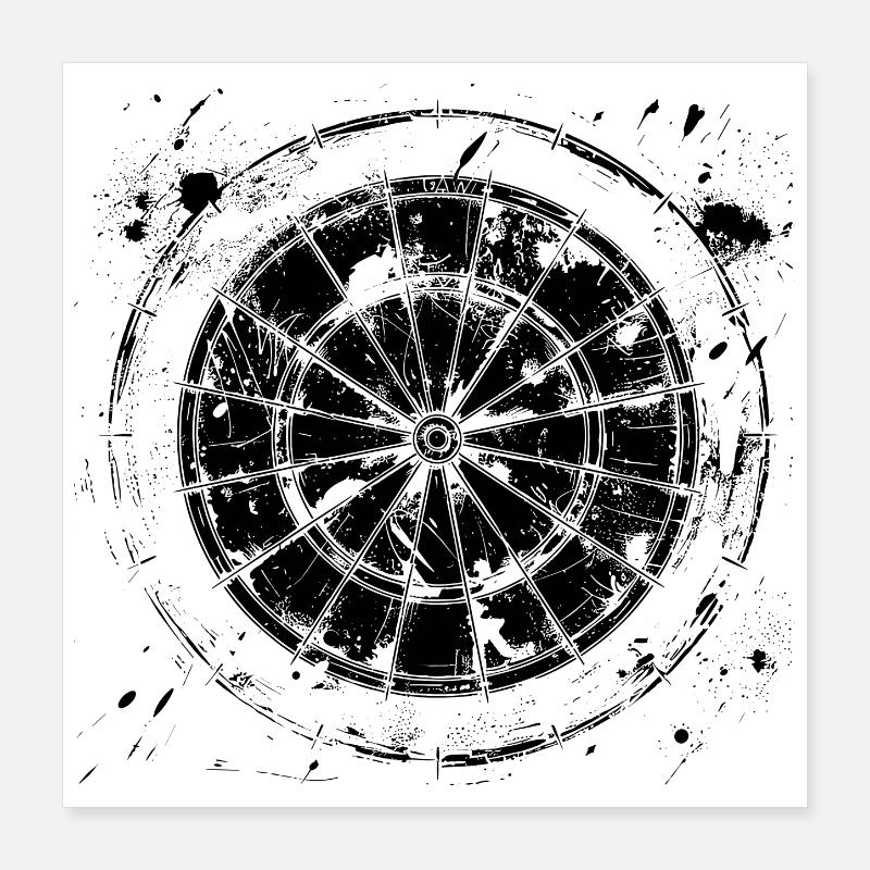 Dartboard Drawing Poster 16" x 16" (40x40 cm)