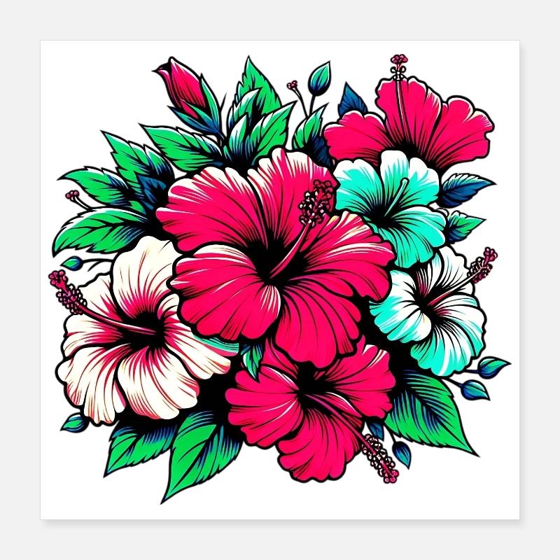 Fleurs d’hibiscus Poster 40 x 40 cm
